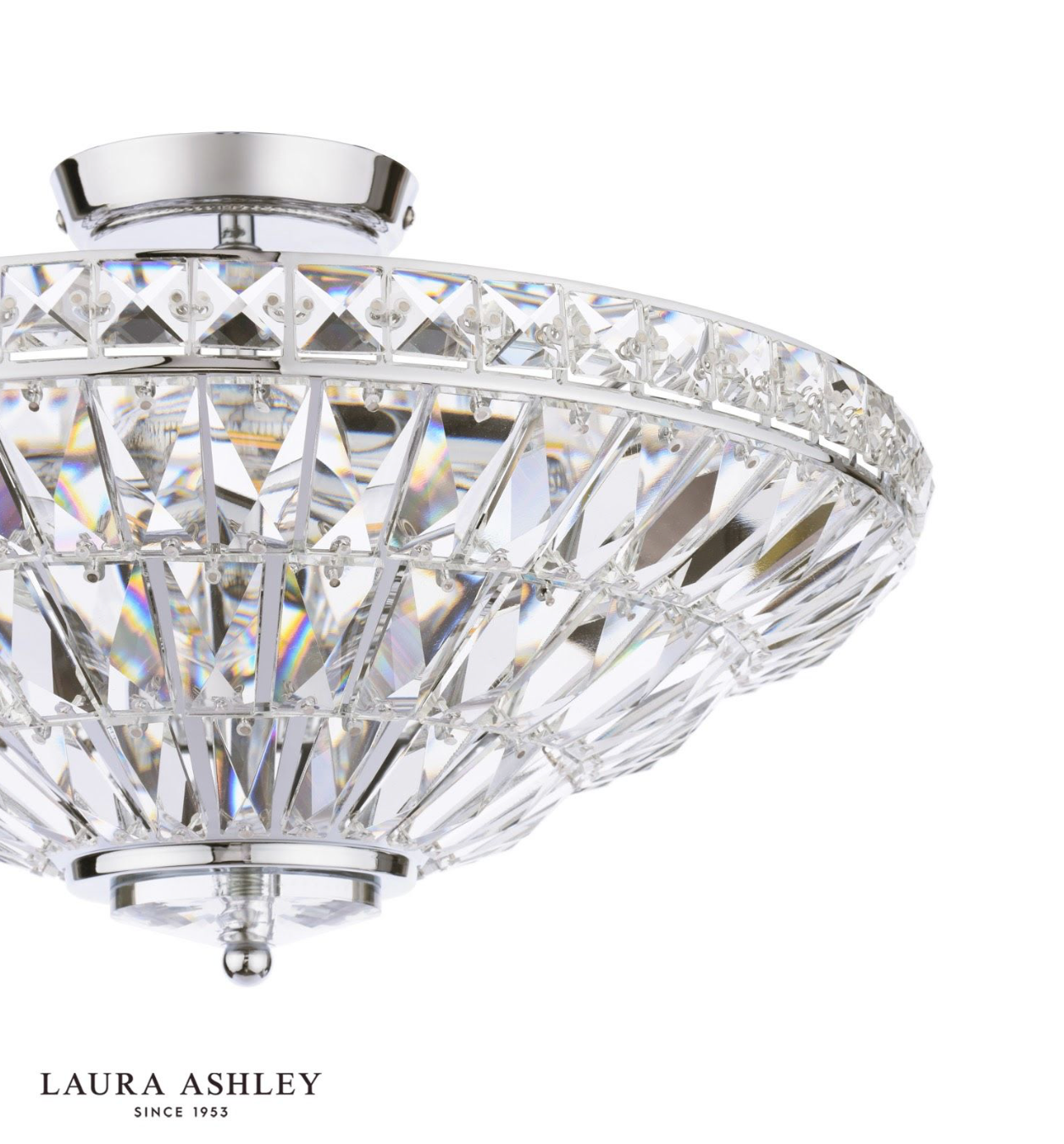 Laura Ashley Vienna 3 Light Semi-Flush Polished Chrome and Crystal