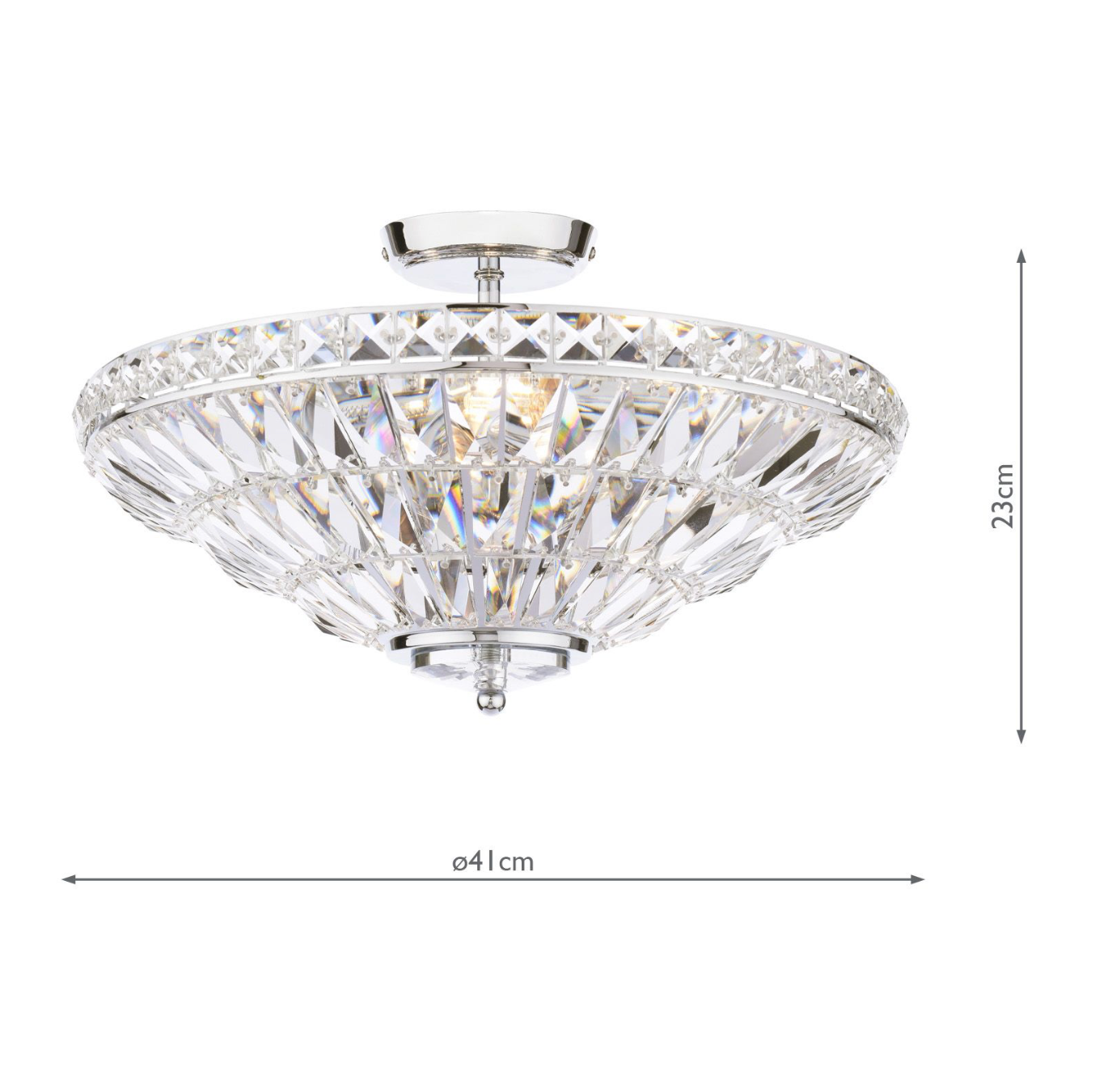 Laura Ashley Vienna 3 Light Semi-Flush Polished Chrome and Crystal