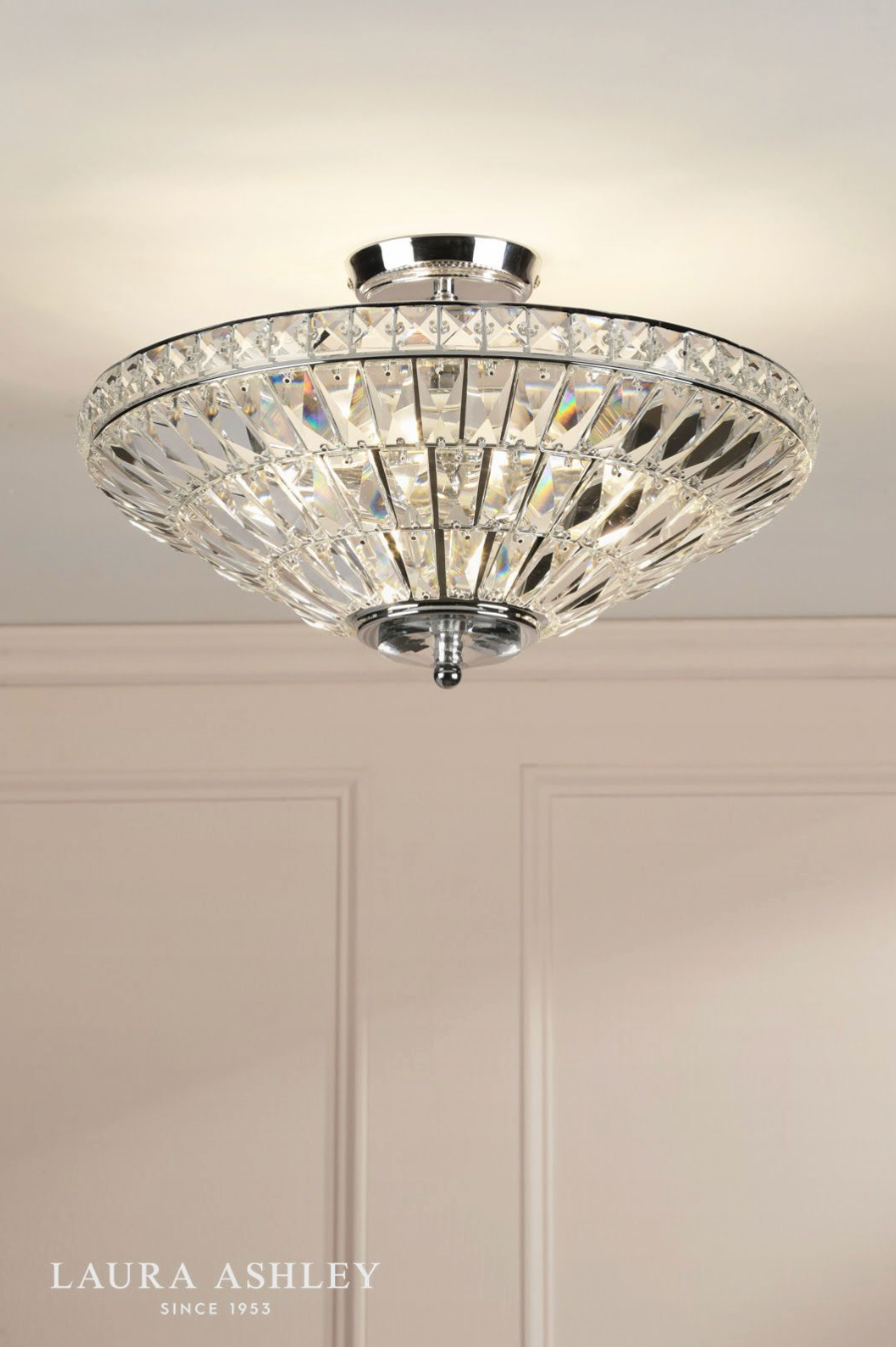 Laura Ashley Vienna 3 Light Semi-Flush Polished Chrome and Crystal