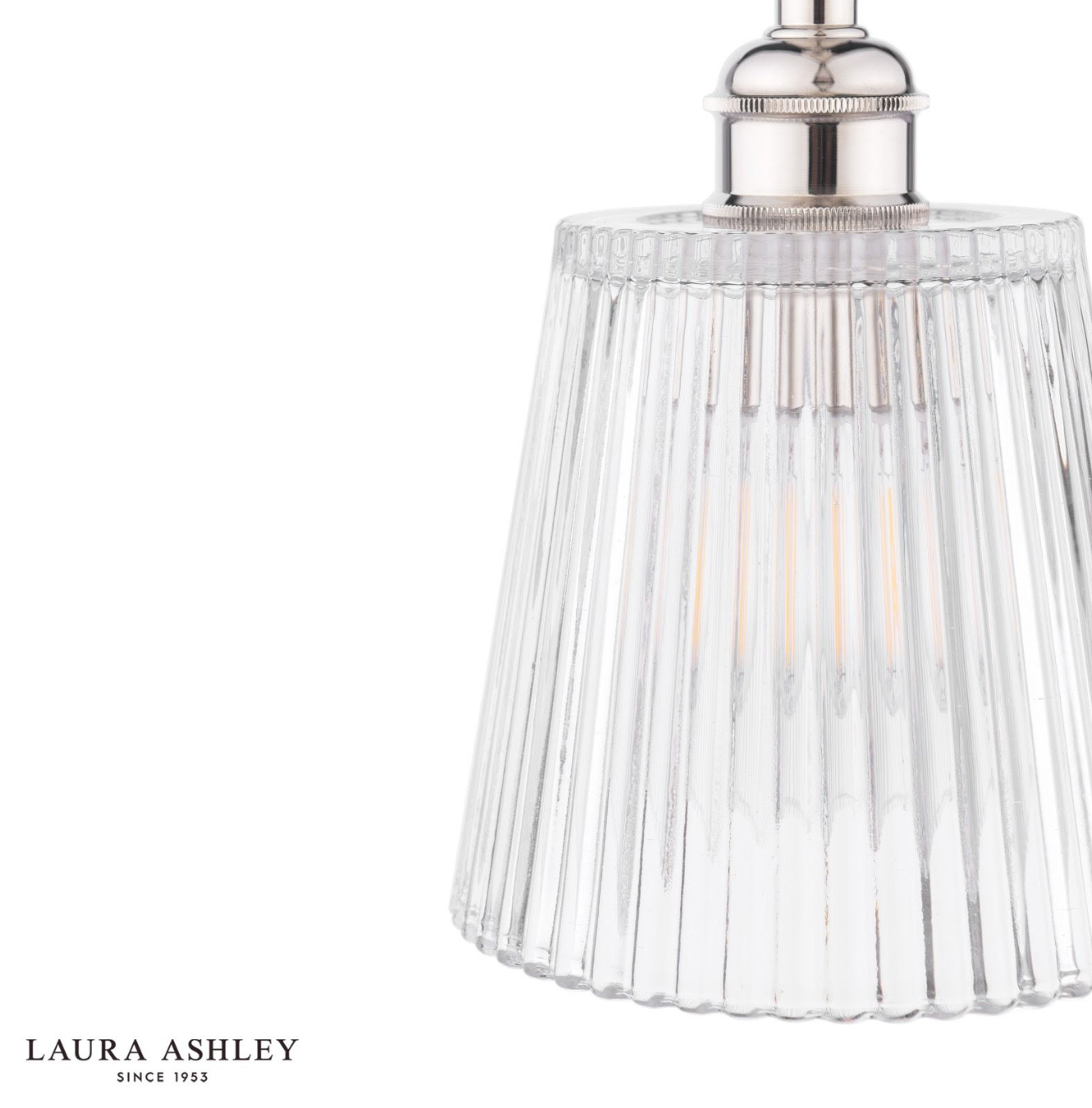 Laura Ashley Callaghan Pendant Polished Nickel and Ribbed Glass