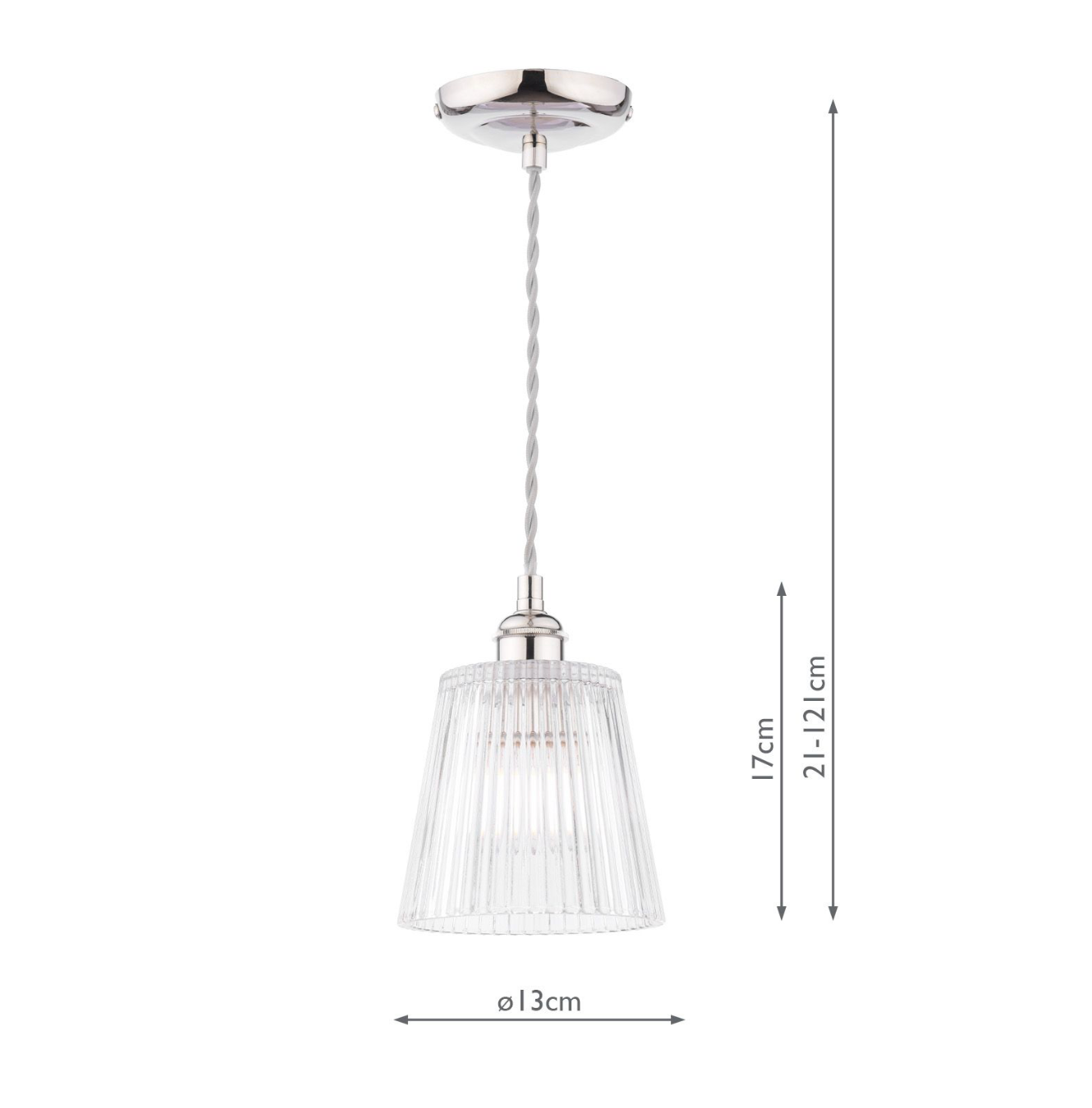 Laura Ashley Callaghan Pendant Polished Nickel and Ribbed Glass