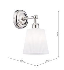 Laura Ashley Callaghan Wall Light Polished Nickel and White Ribbed Glass IP44