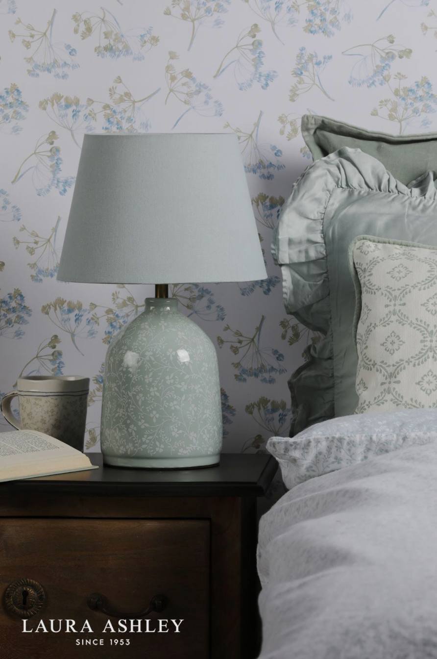 Laura Ashley Campion Table Lamp Blue Ceramic With Shade