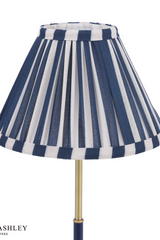 Laura Ashley Denwick Table Lamp Matt Antique Brass and Satin Blue With Shade