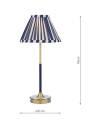 Laura Ashley Denwick Table Lamp Matt Antique Brass and Satin Blue With Shade