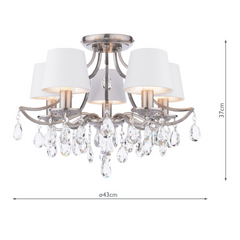 Laura Ashley Enstone 5 Light Semi-Flush Polished Nickel and Crystal With Shade