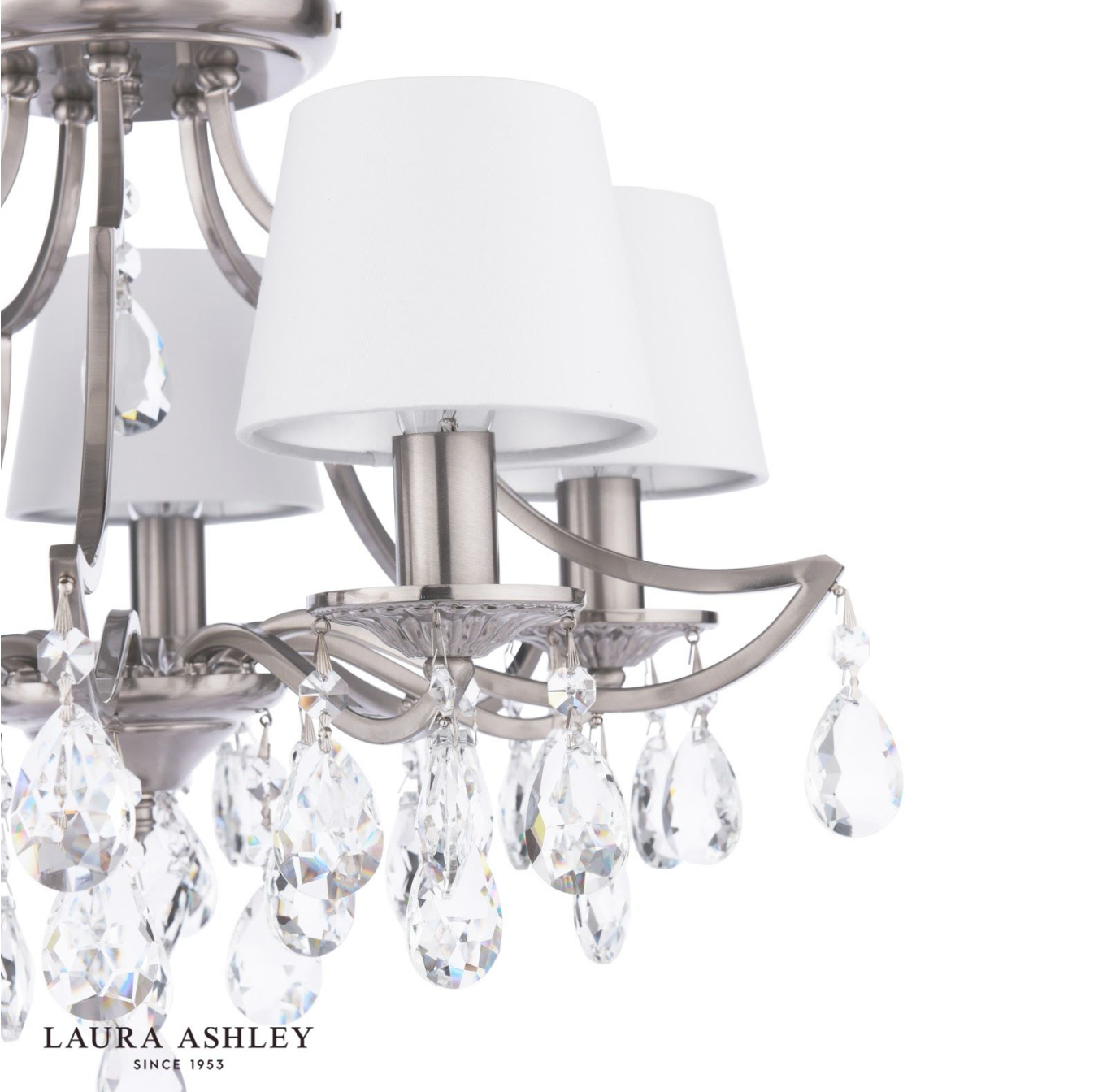 Laura Ashley Enstone 5 Light Semi-Flush Polished Nickel and Crystal With Shade