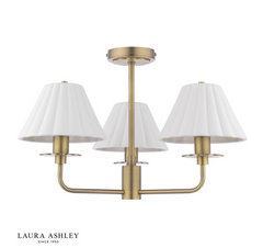 Laura Ashley Mixbury 3 Light Semi-Flush Matt Antique Brass and White Ceramic