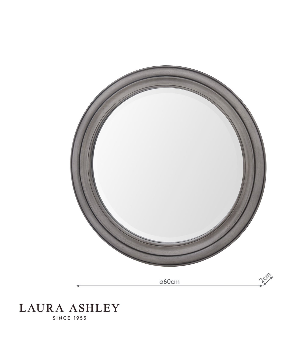 Laura Ashley Tate Mirror Distressed Grey Wood and Mirror 60cm