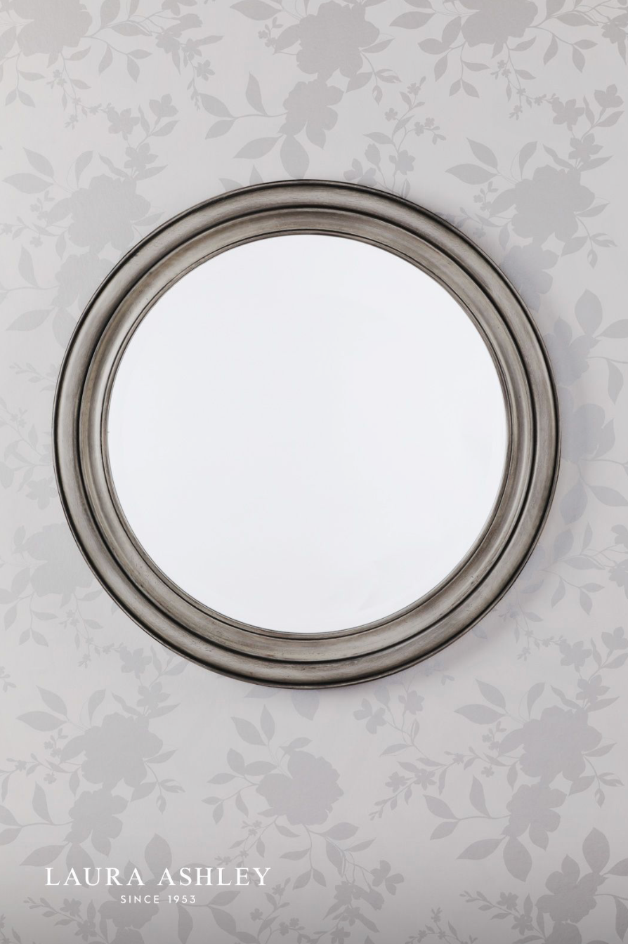 Laura Ashley Tate Mirror Distressed Grey Wood and Mirror 60cm