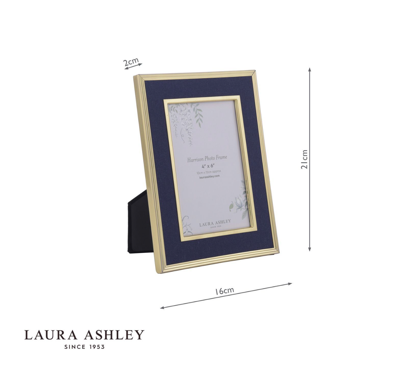 Laura Ashley Harrison Photo Frame Brushed Brass and Blue 4 x 6