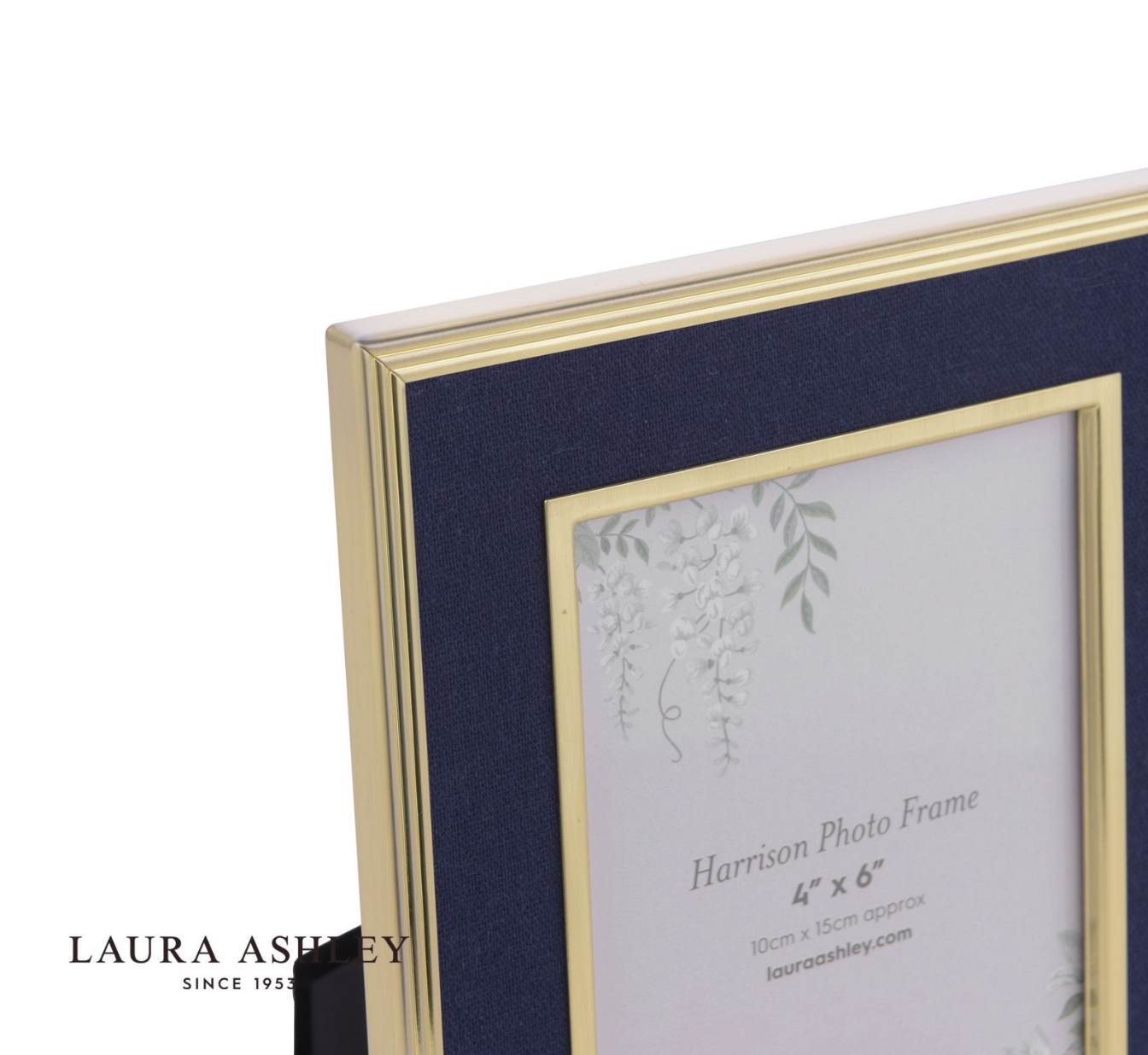 Laura Ashley Harrison Photo Frame Brushed Brass and Blue 4 x 6