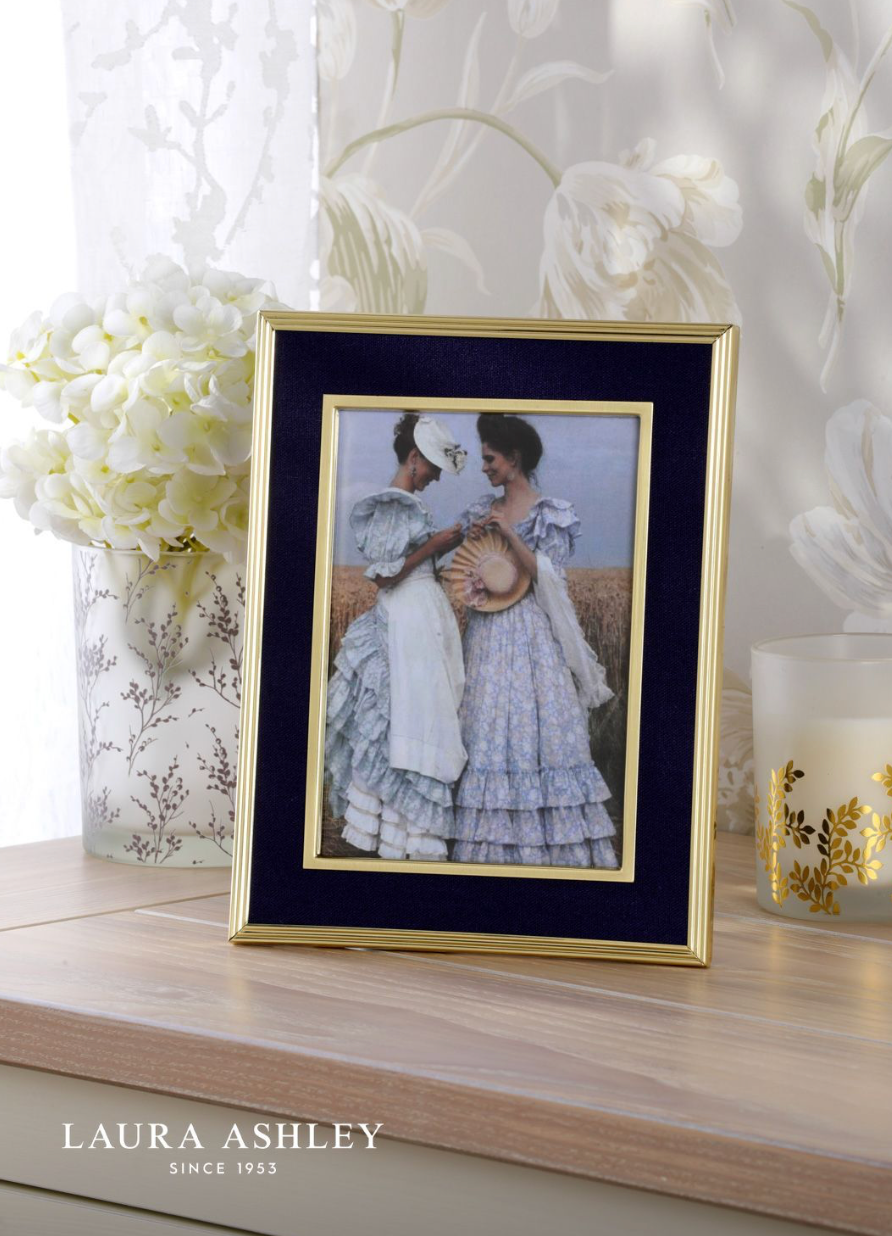 Laura Ashley Harrison Photo Frame Brushed Brass and Blue 4 x 6