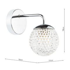 Teva Wall Light Polished Chrome and Faceted Acrylic IP44