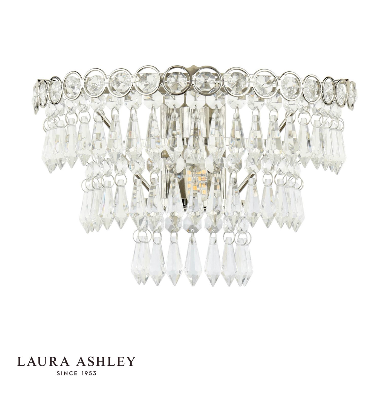 Laura Ashley Enid Wall Light Faceted Glass and Polished Nickel
