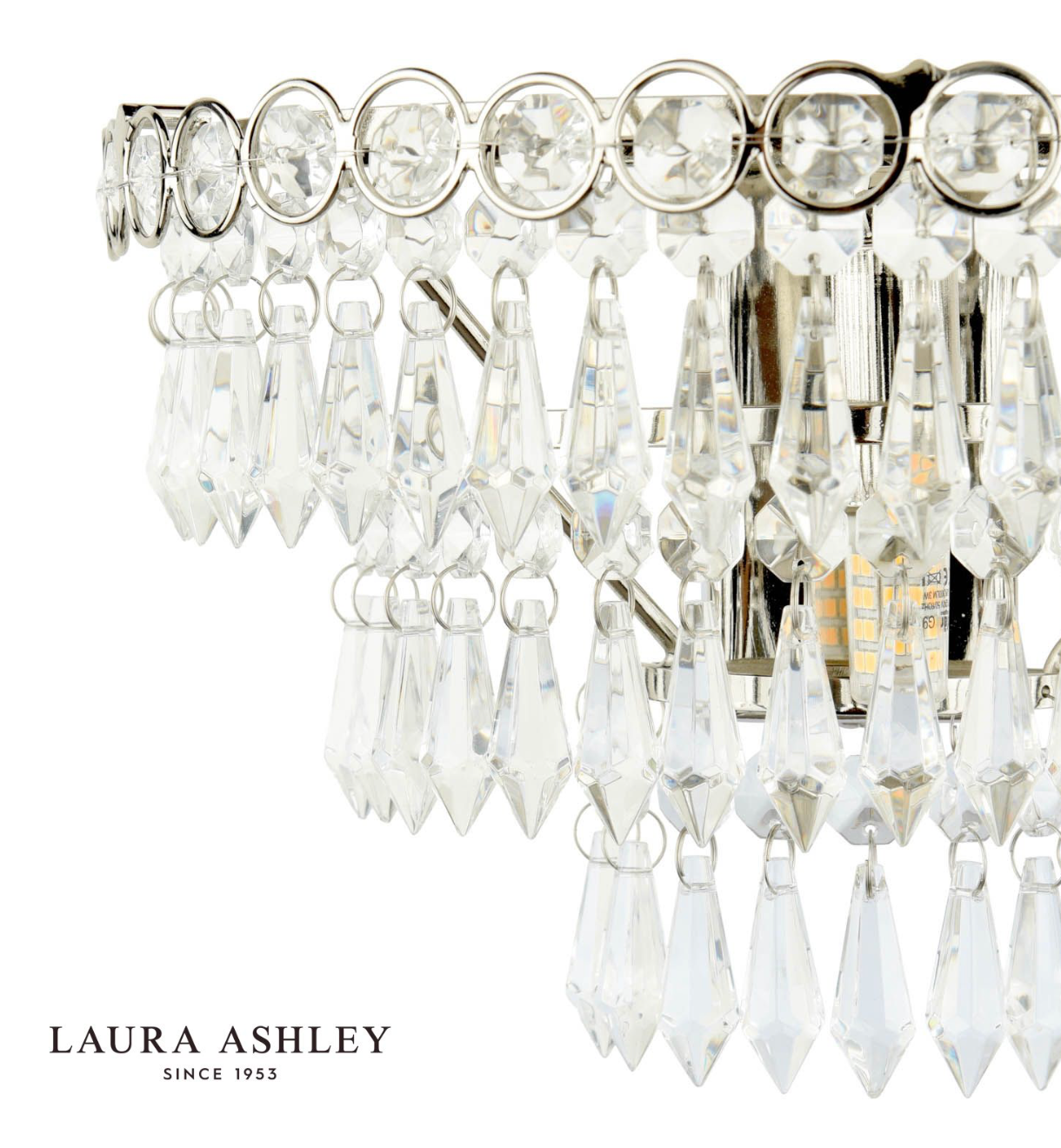 Laura Ashley Enid Wall Light Faceted Glass and Polished Nickel
