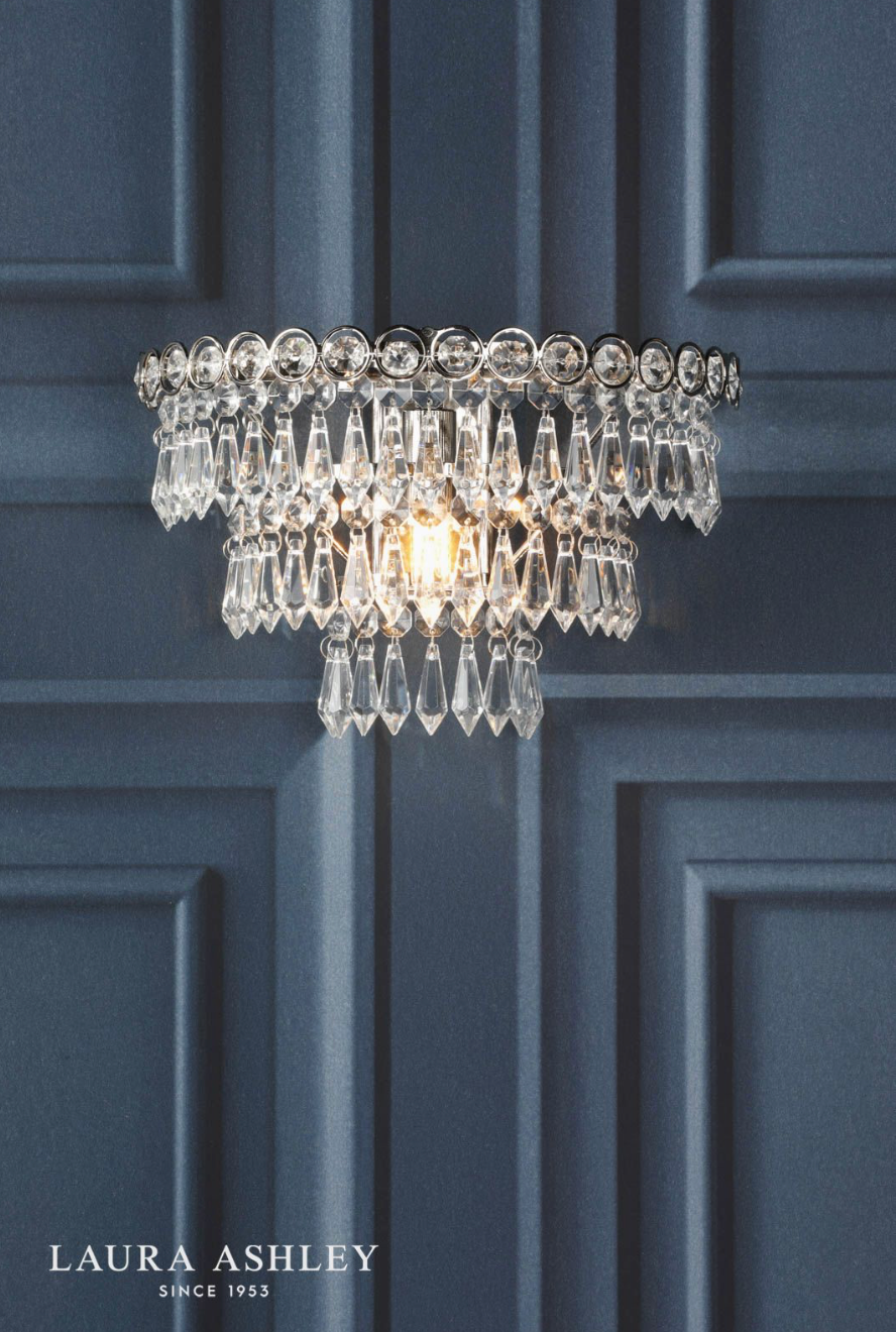 Laura Ashley Enid Wall Light Faceted Glass and Polished Nickel