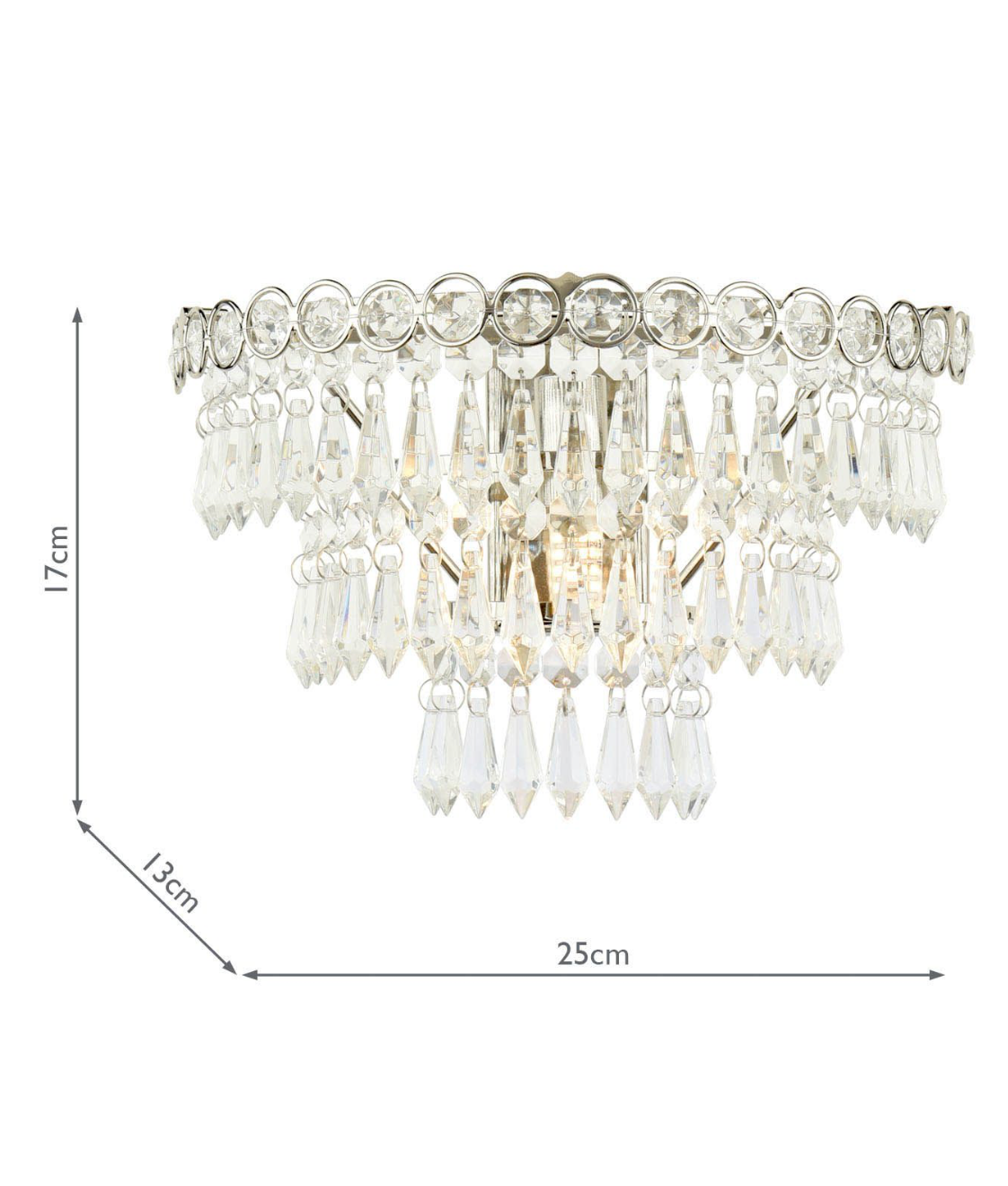 Laura Ashley Enid Wall Light Faceted Glass and Polished Nickel