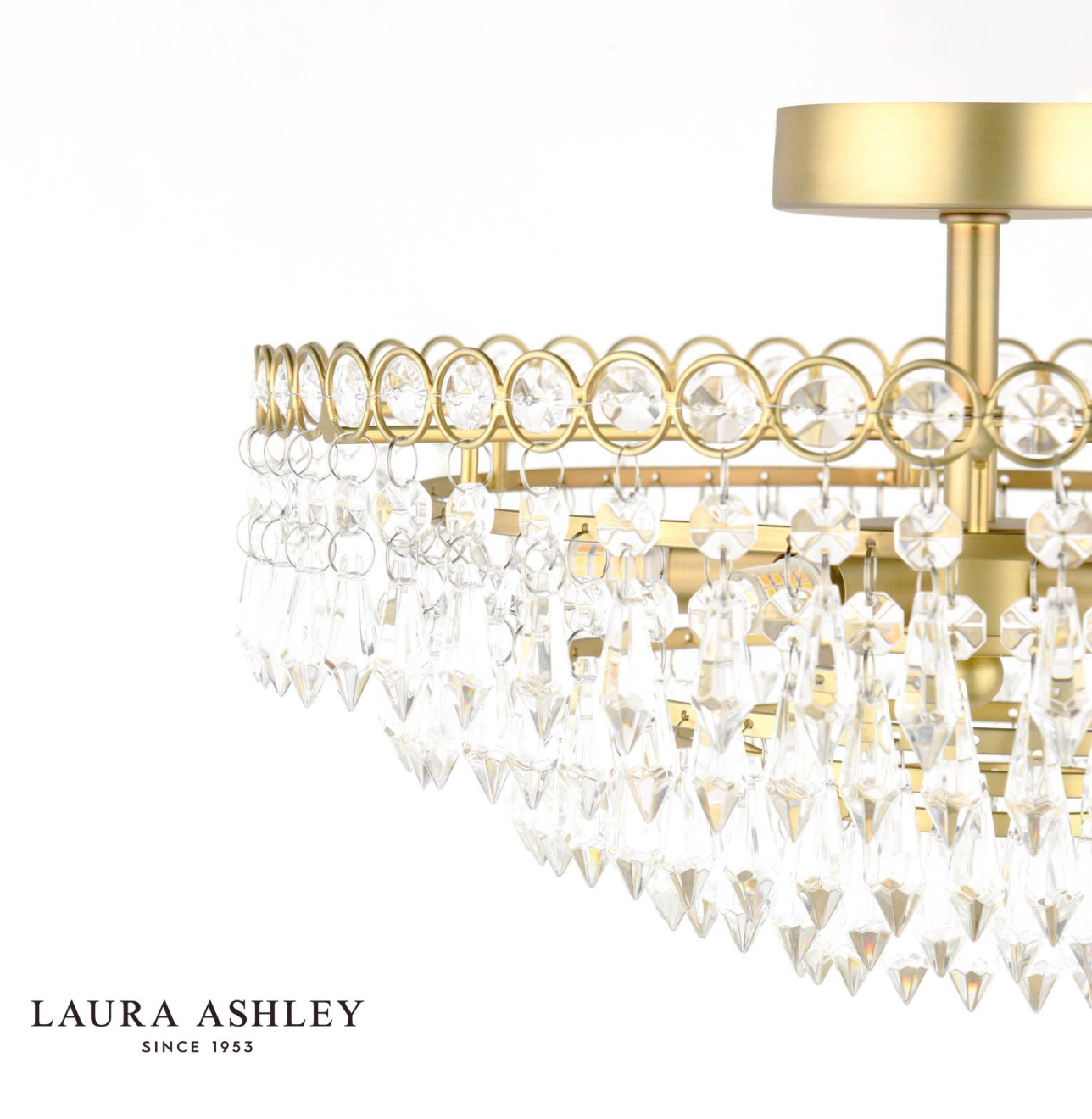 Laura Ashley Enid Cut Glass 5 Light Semi Flush Matt Antique Brass