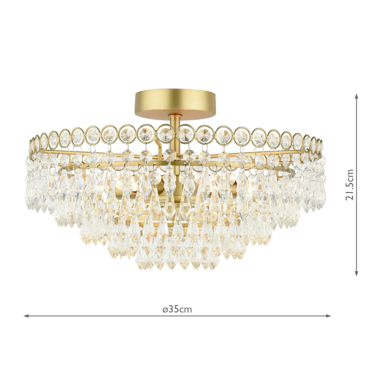 Laura Ashley Enid Cut Glass 5 Light Semi Flush Matt Antique Brass