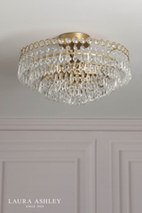 Laura Ashley Enid Cut Glass 5 Light Semi Flush Matt Antique Brass