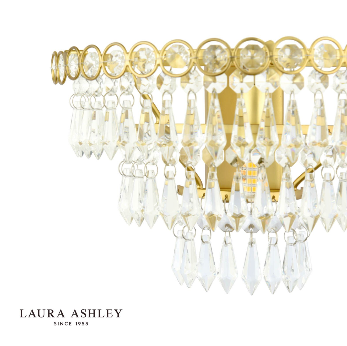 Laura Ashley Enid Wall Light Faceted Glass and Matt Antique Brass