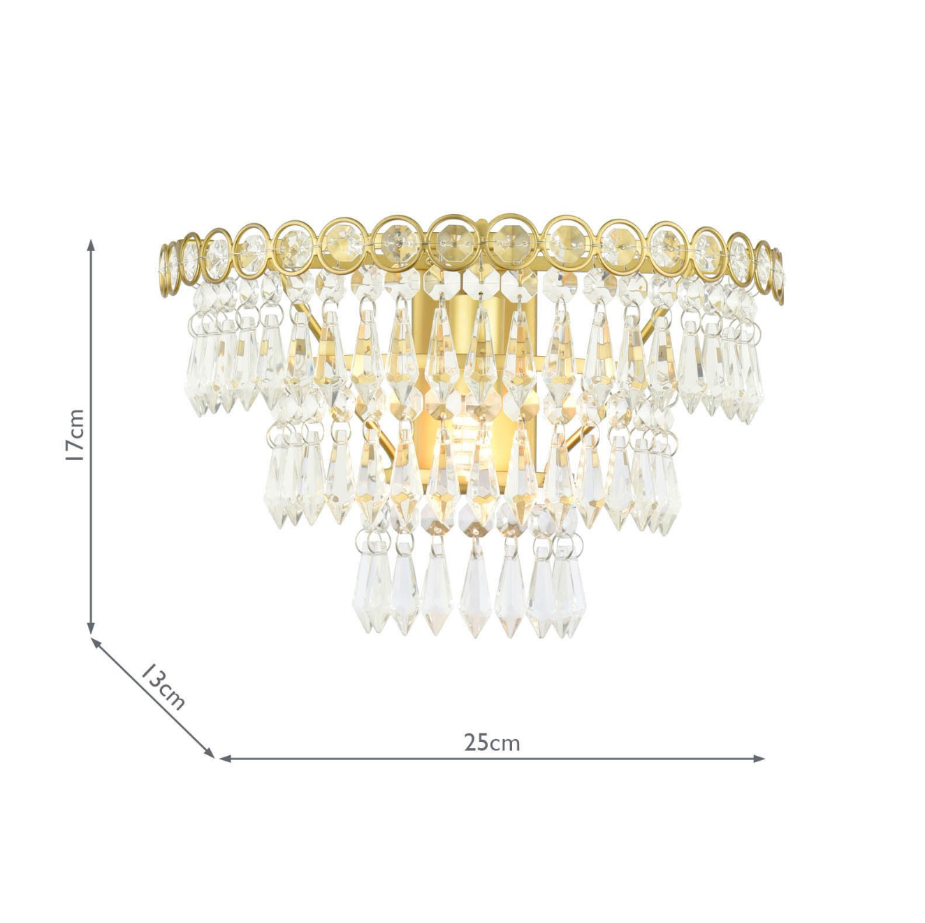 Laura Ashley Enid Wall Light Faceted Glass and Matt Antique Brass