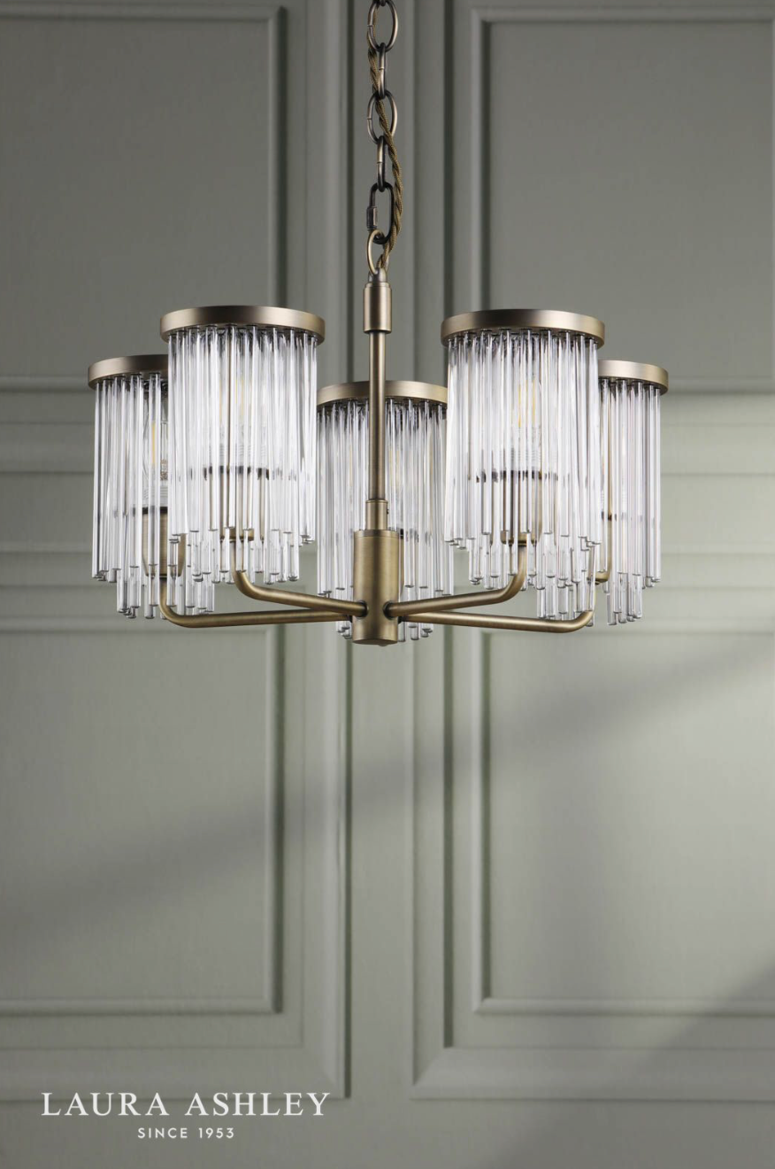 Laura Ashley Hilcote 5 Light  Matt Antique Brass and Glass