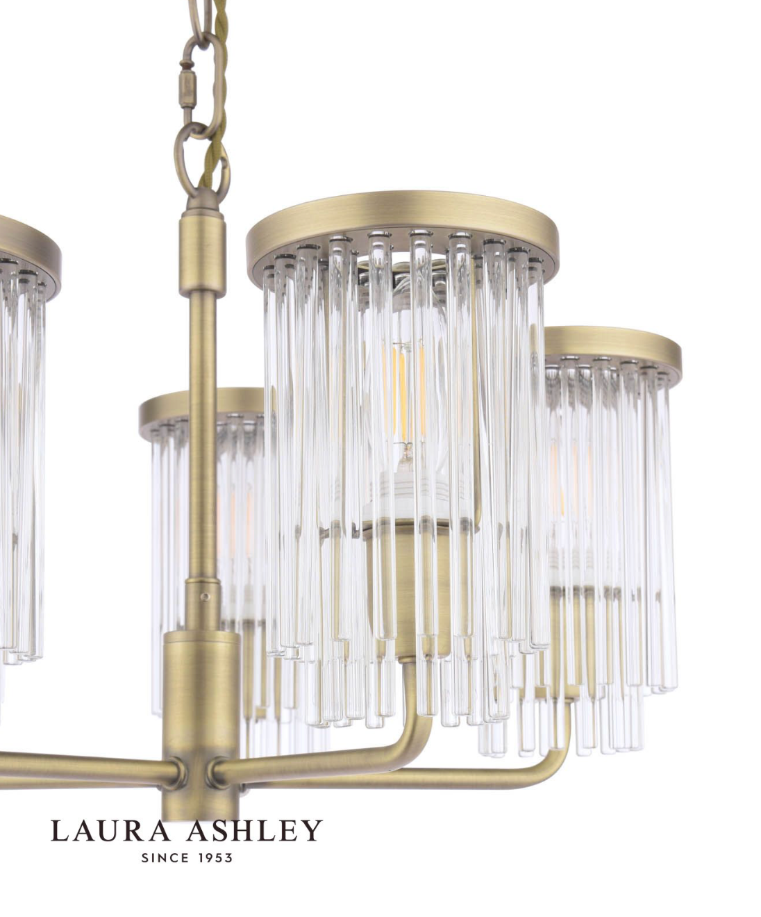 Laura Ashley Hilcote 5 Light  Matt Antique Brass and Glass