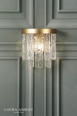 Laura Ashley Durnsford Wall Light Matt Antique Brass and Textured Glass