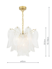 Laura Ashley Stannington 4 Light Pendant Matt Antique Brass and White Glass