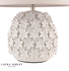 Laura Ashley Ingham Table Lamp White and Brushed Silver With Shade