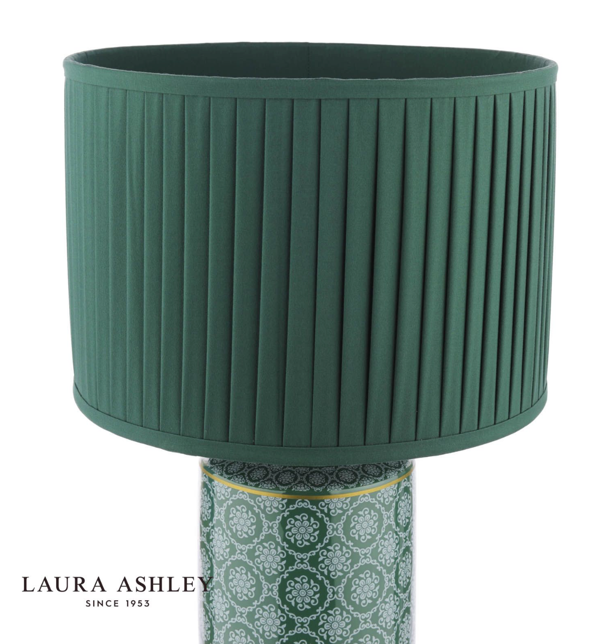 Laura Ashley Knipton Table Lamp Green Ceramic and Antique Brass With Shade