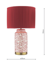 Laura Ashley Knipton Table Lamp Red Ceramic and Antique Brass With Shade