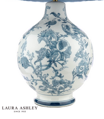 Laura Ashley Maltby Table Lamp Blue Ceramic and Antique Brass With Shade