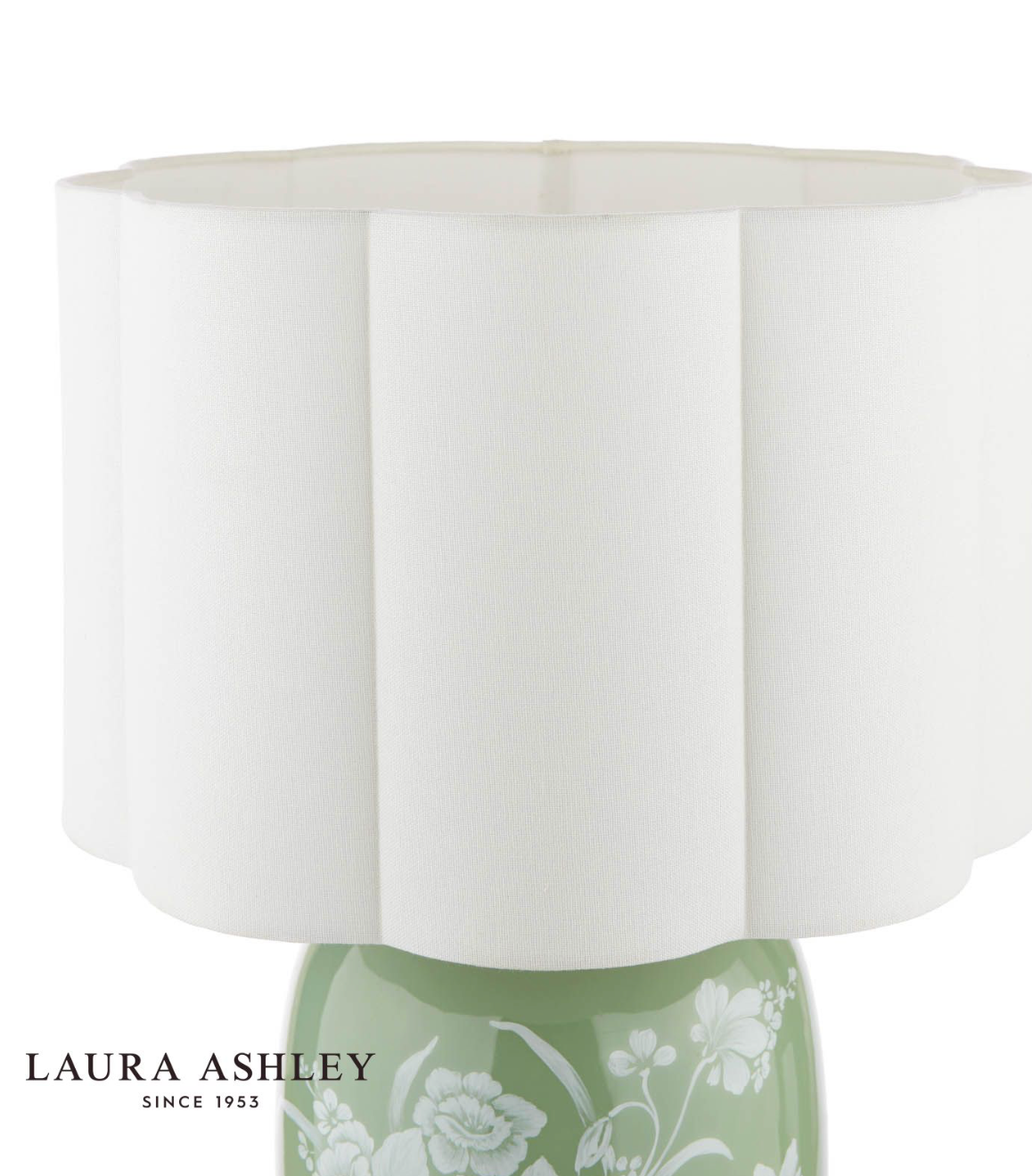 Laura Ashley Pashley Table Lamp Green Ceramic and Polished Chrome With Shade
