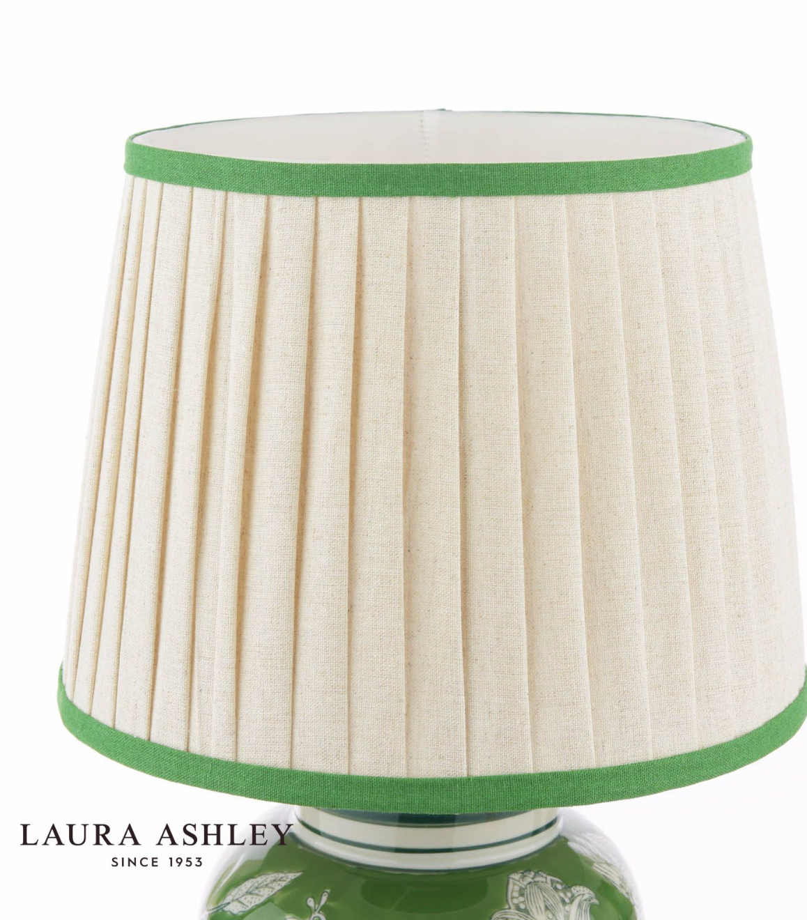 Laura Ashley Colwich Table Lamp Green Ceramic and Antique Brass With Shade