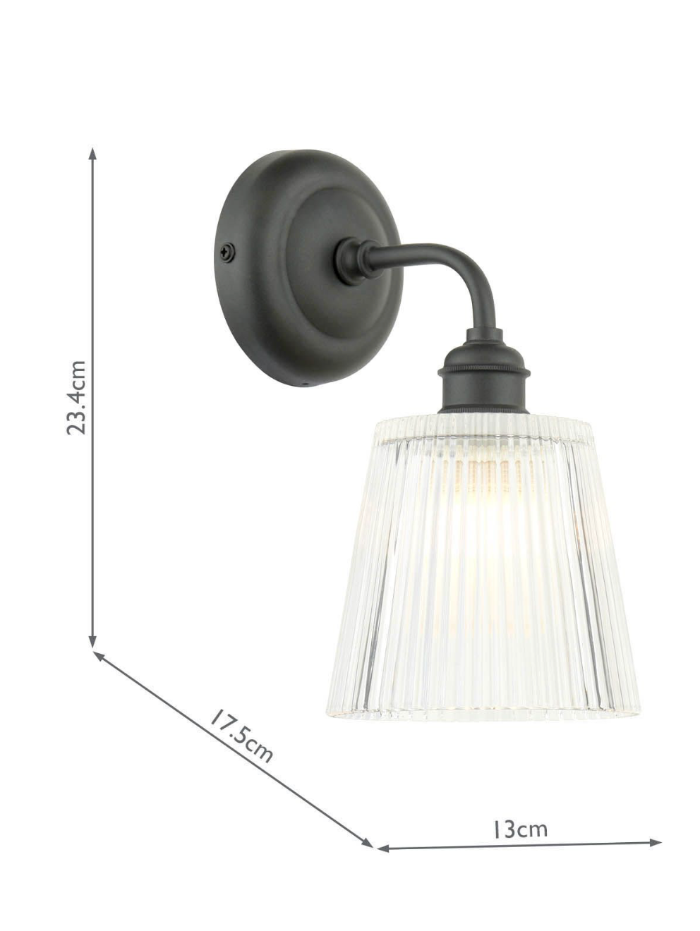 Laura Ashley Callaghan Outdoor Wall Light Matt Black and Ribbed Glass IP44