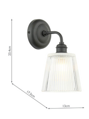 Laura Ashley Callaghan Outdoor Wall Light Matt Black and Ribbed Glass IP44