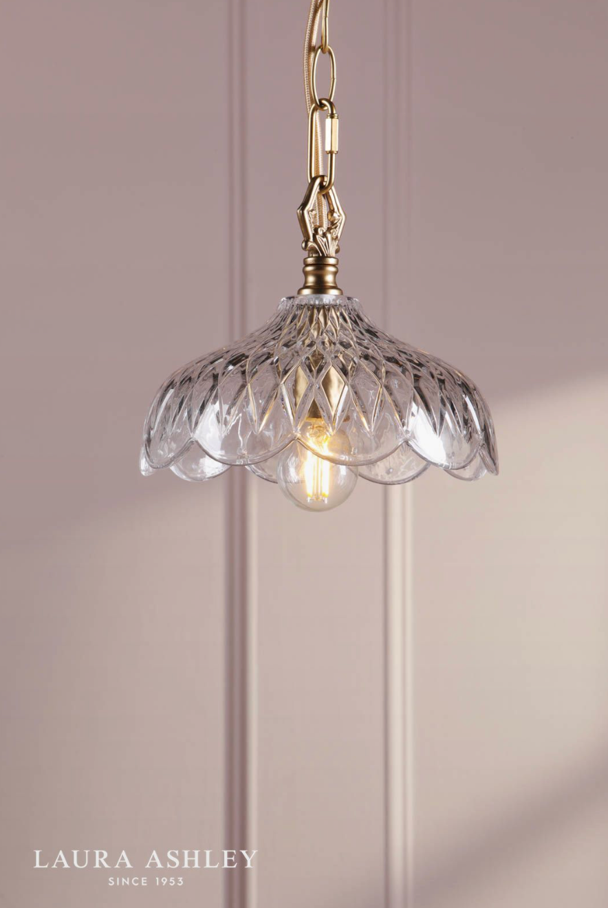 Laura Ashley Eversden Pendant Antique Brass and Crystal