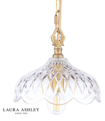 Laura Ashley Eversden Pendant Antique Brass and Crystal