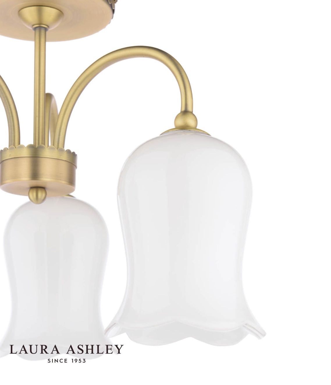 Laura Ashley Lidsell 3 Light Semi-Flush Matt Antique Brass and Opal Glass