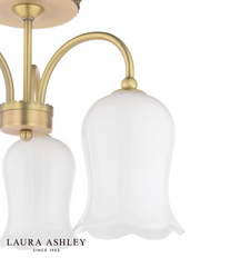 Laura Ashley Lidsell 3 Light Semi-Flush Matt Antique Brass and Opal Glass