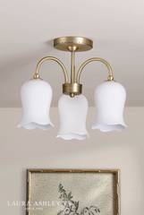 Laura Ashley Lidsell 3 Light Semi-Flush Matt Antique Brass and Opal Glass