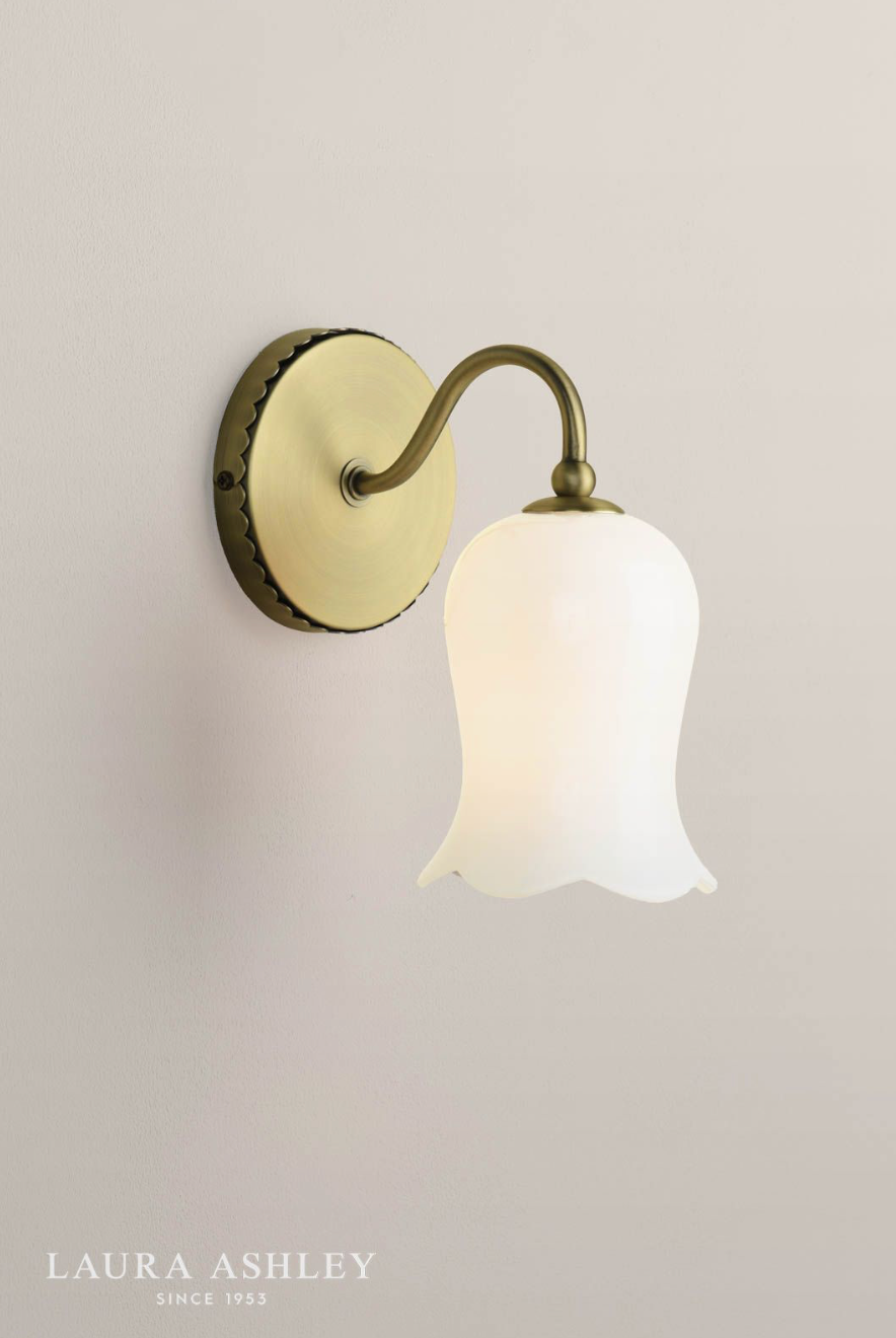 Laura Ashley Lidsell Wall Light Matt Antique Brass and Opal Glass
