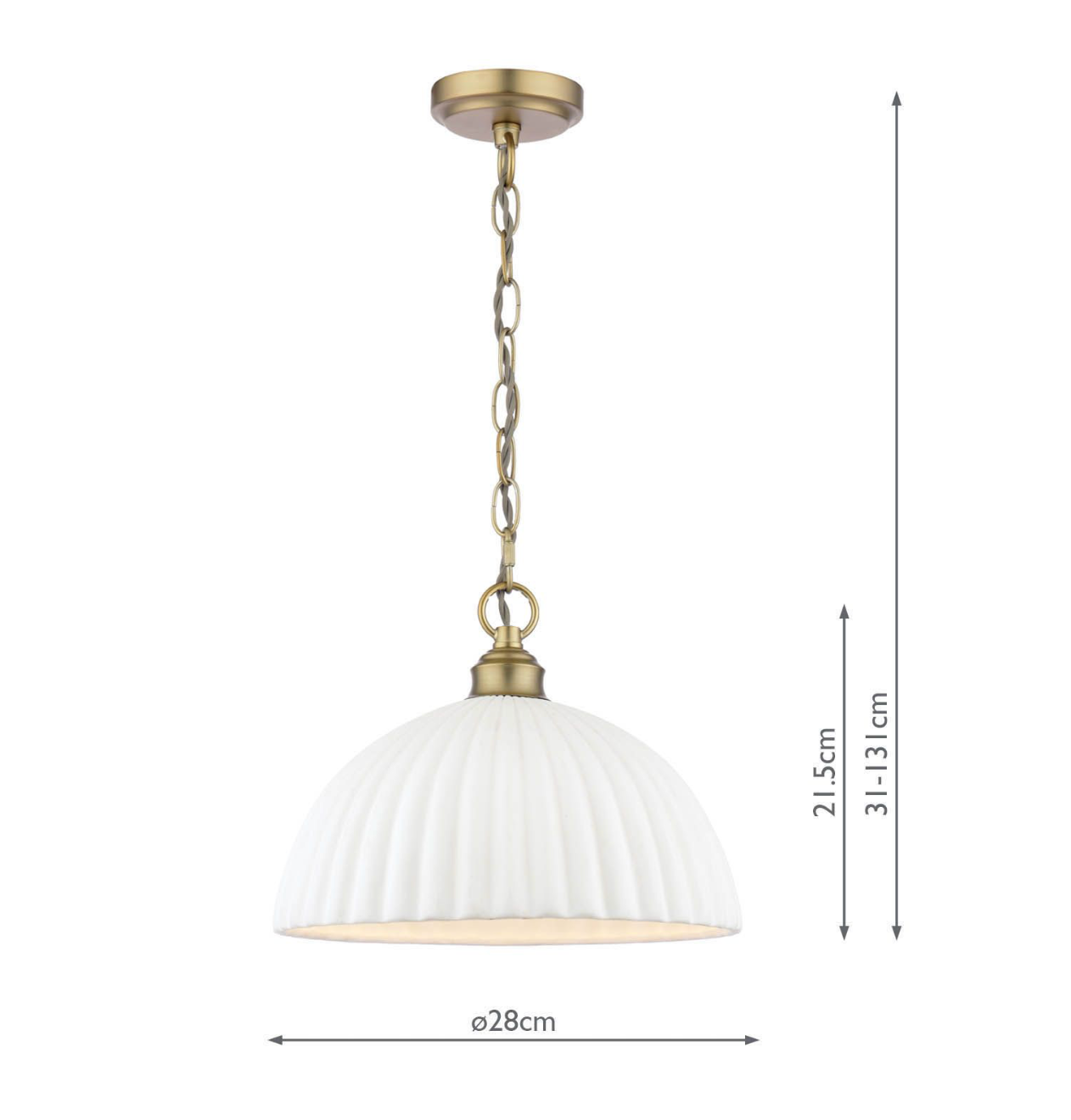 Laura Ashley Durford Large Pendant Matt Antique Brass and White Ceramic