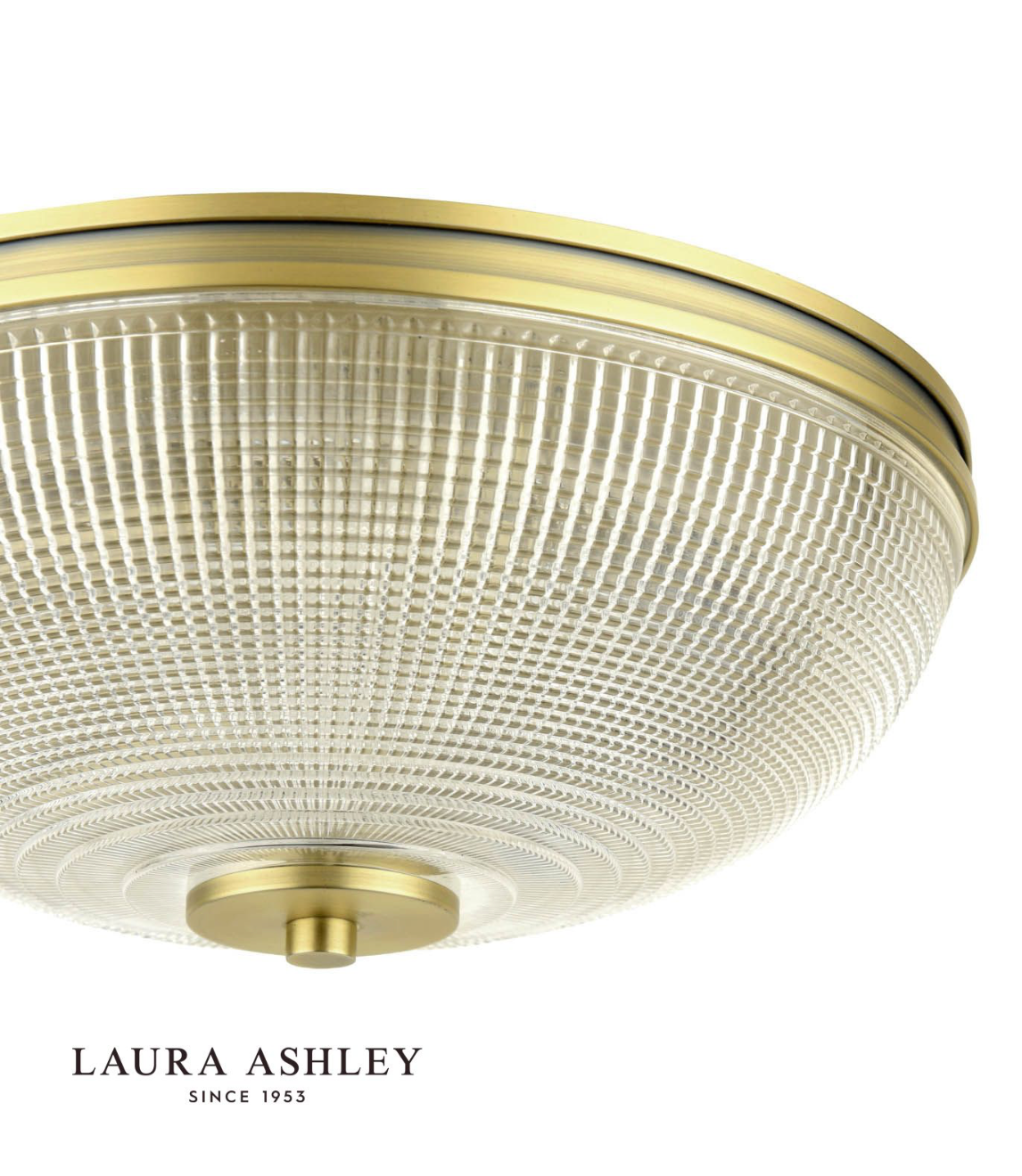 Laura Ashley Langdon 2 Light Bathroom Ceiling Light Matt Antique Brass and Textured Glass IP44