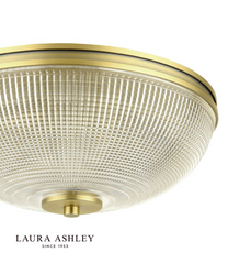 Laura Ashley Langdon 2 Light Bathroom Ceiling Light Matt Antique Brass and Textured Glass IP44