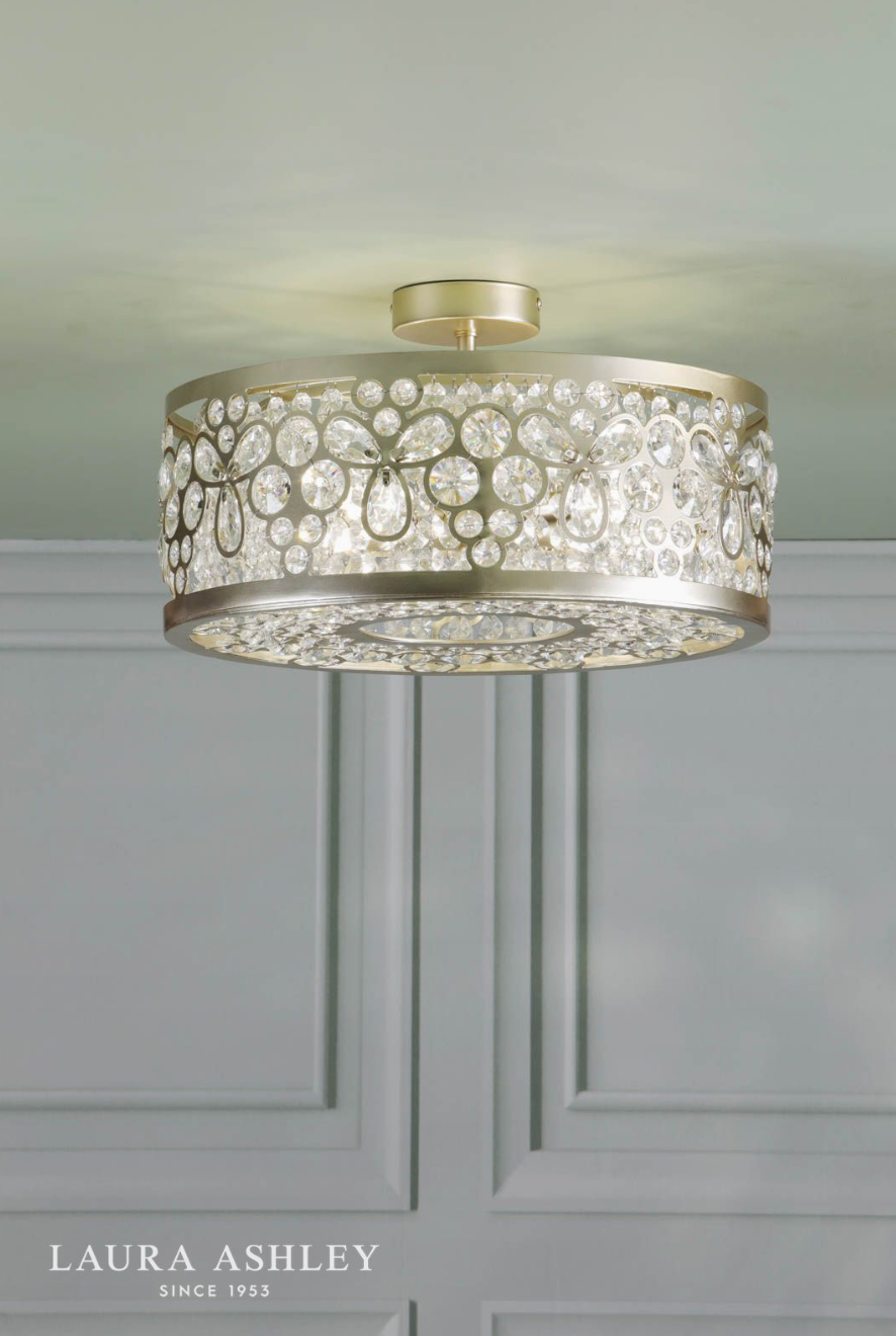 Laura Ashley Tilbrook 4 Light Flush Matt Champagne and Crystal