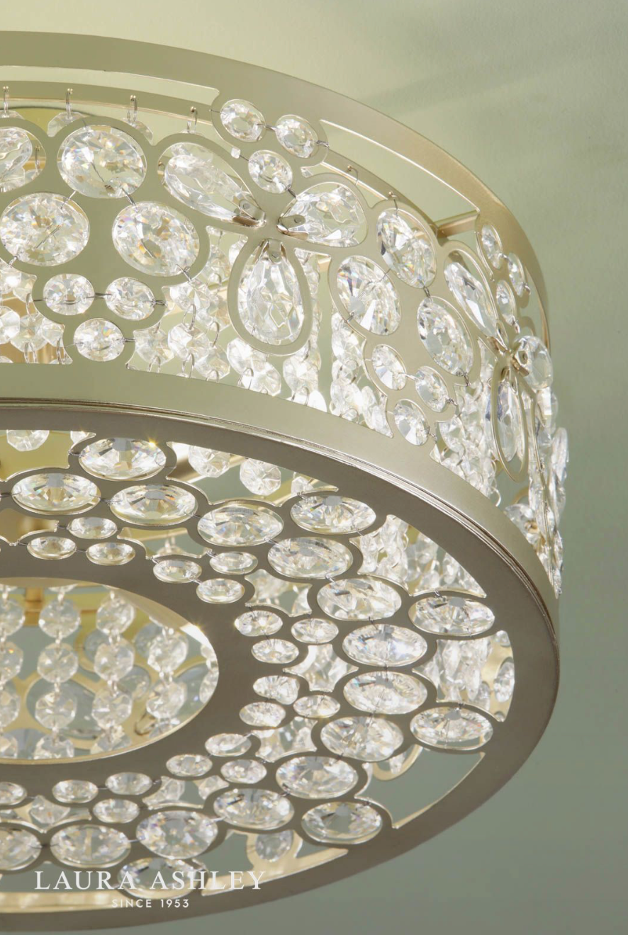Laura Ashley Tilbrook 4 Light Flush Matt Champagne and Crystal